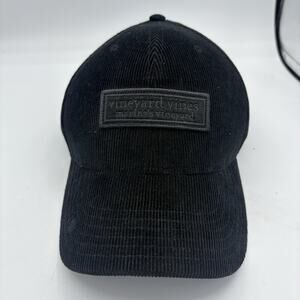 Vineyard Vines‎ Hat Cap Adult Adj Snapback Cotton Corduroy Black Whale B2